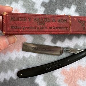 Antique 1865 Henry Sears & son Prussia queen 5/8 straight razor